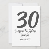 30th birthday add name date year black template 