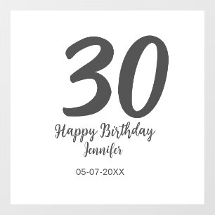 30th birthday add name date year black template