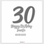 30th birthday add name date year black template<br><div class="desc">editable design</div>