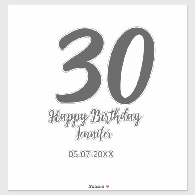 30th birthday add name date year black template  (Sheet)