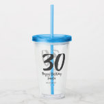 30th birthday add name date year black template  acrylic tumbler<br><div class="desc">editable design</div>