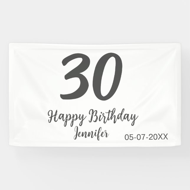 30th birthday add name date year black template  banner (Horizontal)