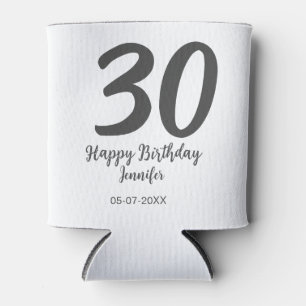 30th birthday add name date year black template  can cooler