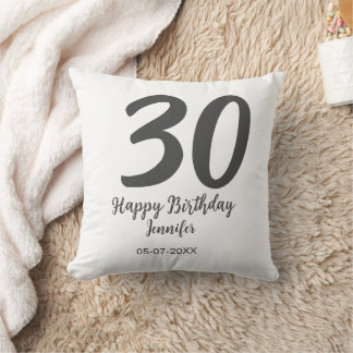 30th birthday add name date year black template  cushion