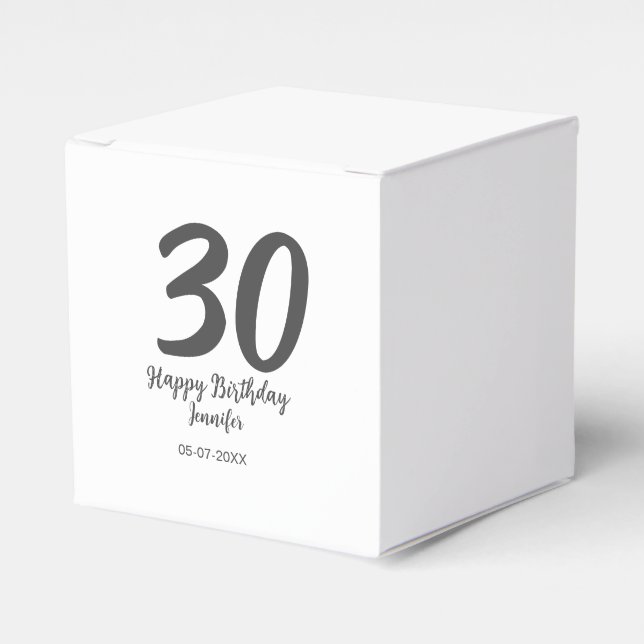 30th birthday add name date year black template  favour box (Front Side)