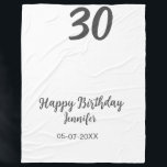 30th birthday add name date year black template  fleece blanket<br><div class="desc">editable design</div>