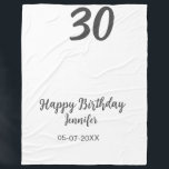 30th birthday add name date year black template  fleece blanket<br><div class="desc">editable design</div>