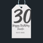 30th birthday add name date year black template  gift tags<br><div class="desc">editable design</div>