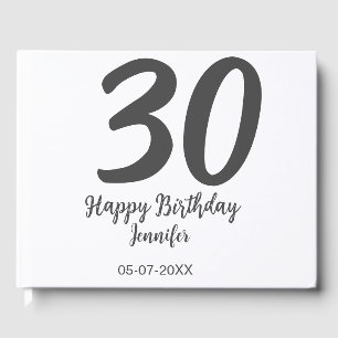30th birthday add name date year black template guest book