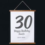 30th birthday add name date year black template  hanging tapestry<br><div class="desc">editable design</div>