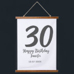 30th birthday add name date year black template  hanging tapestry<br><div class="desc">editable design</div>