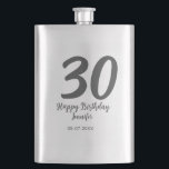30th birthday add name date year black template  hip flask<br><div class="desc">editable design</div>