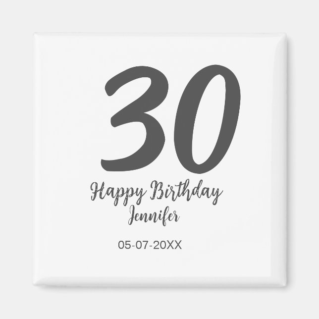 30th birthday add name date year black template  magnet (Front)