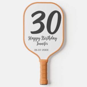 30th birthday add name date year black template  pickleball paddle