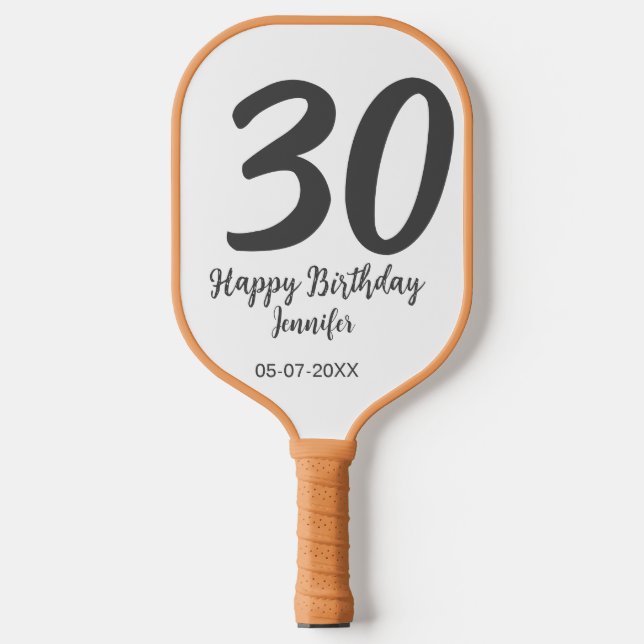 30th birthday add name date year black template  pickleball paddle (Front)