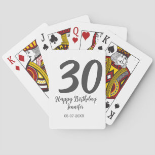 30th birthday add name date year black template playing cards