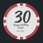 30th birthday add name date year black template  poker chips<br><div class="desc">editable design</div>