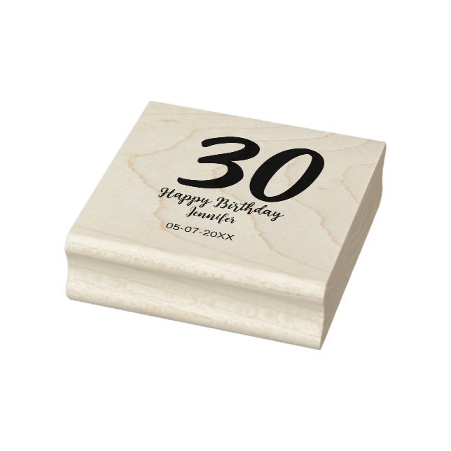 30th birthday add name date year black template  rubber stamp (Stamp)
