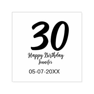 30th birthday add name date year black template  self-inking stamp