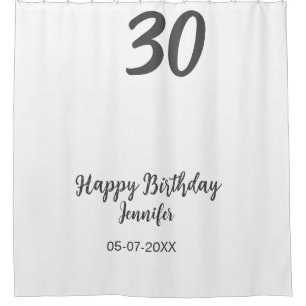 30th birthday add name date year black template shower curtain