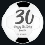 30th birthday add name date year black template  soccer ball<br><div class="desc">editable design</div>