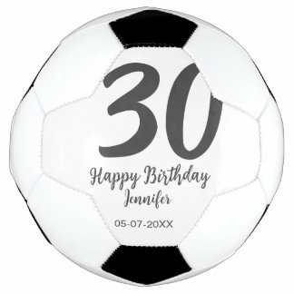 30th birthday add name date year black template soccer ball
