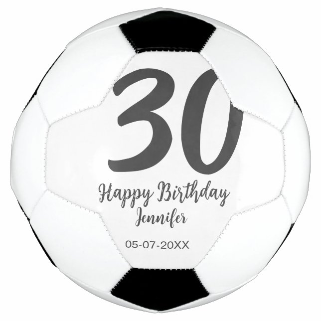 30th birthday add name date year black template  soccer ball (Front)