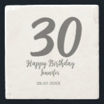 30th birthday add name date year black template  stone coaster<br><div class="desc">editable design</div>