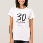 30th birthday add name date year black template  T-Shirt<br><div class="desc">editable design</div>