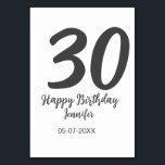 30th birthday add name date year black template  table number<br><div class="desc">editable design</div>