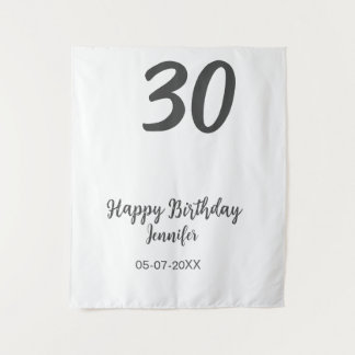 30th birthday add name date year black template tapestry