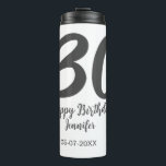 30th birthday add name date year black template  thermal tumbler<br><div class="desc">editable design</div>