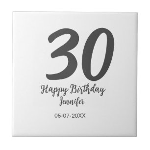 30th birthday add name date year black template tile