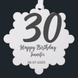 30th birthday add name date year black template  tree decoration card<br><div class="desc">editable design</div>