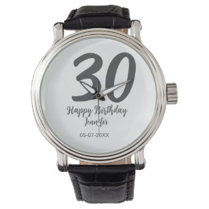 30th birthday add name date year black template  watch