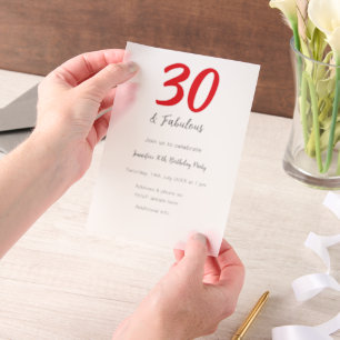 30th birthday add name date year black vellum invitations