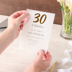 30th birthday add name date year black vellum invitations