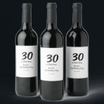 30th birthday add name date year black  wine label<br><div class="desc">editable design</div>