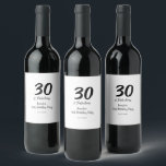 30th birthday add name date year black  wine label<br><div class="desc">editable design</div>