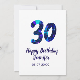 30th birthday add name date year blue sparkle  invitation