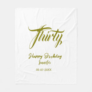 30th birthday add name date year gold template thi fleece blanket