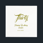30th birthday add name date year gold template thi napkin<br><div class="desc">editable design</div>