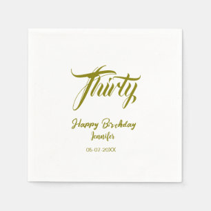 30th birthday add name date year gold template thi napkin
