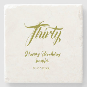 30th birthday add name date year gold template thi stone coaster