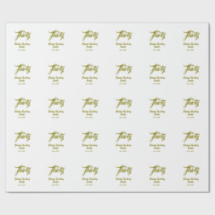 30th birthday add name date year gold template thi wrapping paper