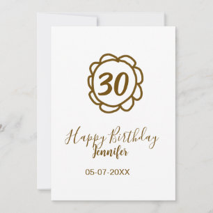 30th birthday add name date year golden flower tex invitation