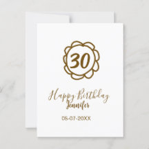 30th birthday add name date year golden flower tex