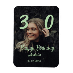 30th birthday add name date year green pastel bold magnet