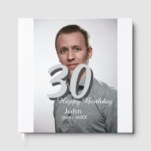 30th birthday add name date year white photo guest book