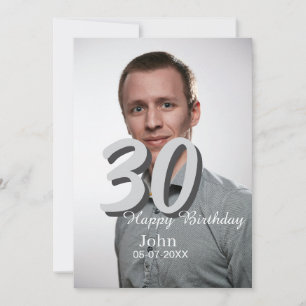 30th birthday add name date year white photo holiday card